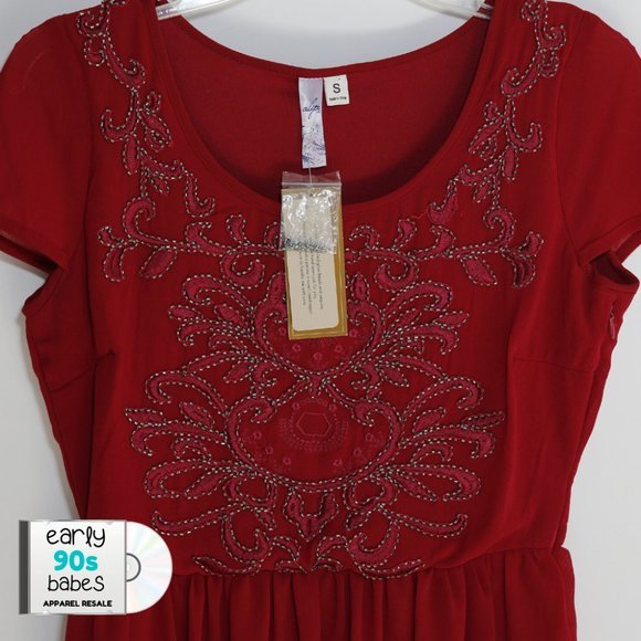 Pink Buoy - Francesca’s Kimber Red Beaded Dress - Picture 3 of 6